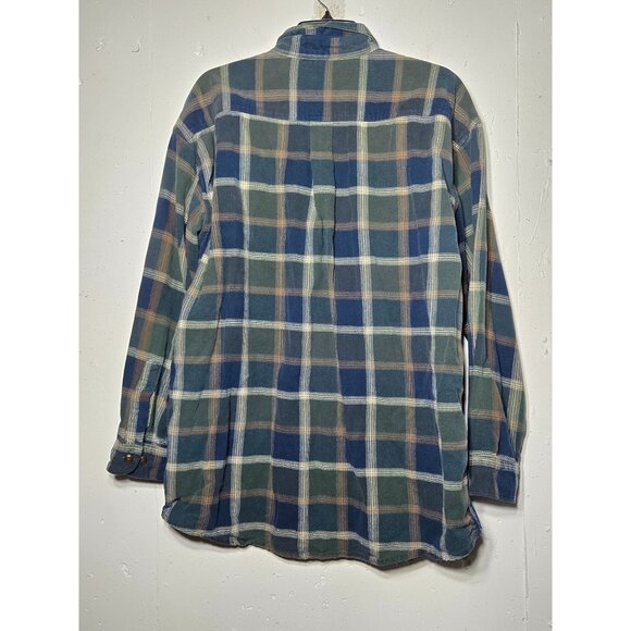 St John's Bay Mens Heavyweight Blue Green Plaid Flannel Shirt Jacket Shacket XL - Picture 2 of 11